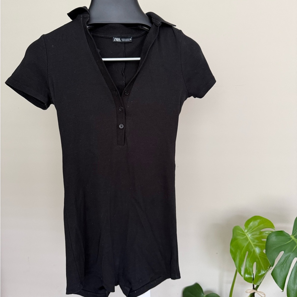Zara Black Button-Up romper